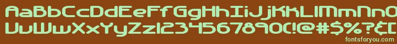 フォントAutomati – 緑色の文字が茶色の背景にあります。