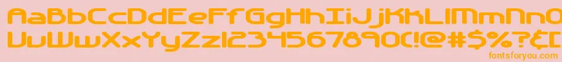 フォントAutomati – オレンジの文字がピンクの背景にあります。