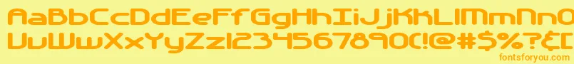 フォントAutomati – オレンジの文字が黄色の背景にあります。