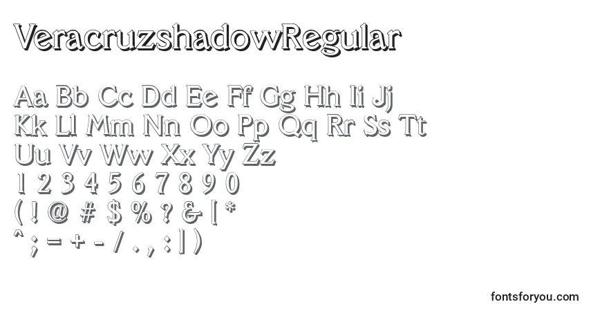 Schriftart VeracruzshadowRegular – Alphabet, Zahlen, spezielle Symbole
