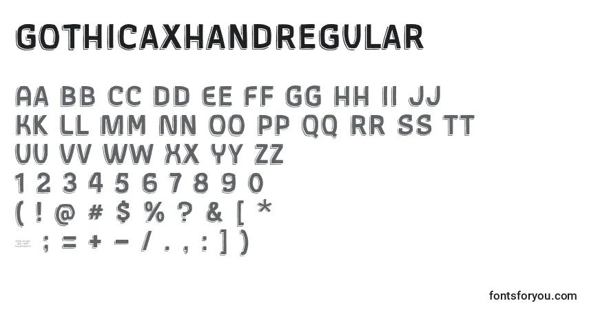 A fonte GothicaxhandRegular – alfabeto, números, caracteres especiais