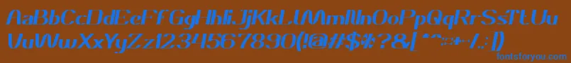 DanielItalic-Schriftart – Blaue Schriften auf braunem Hintergrund