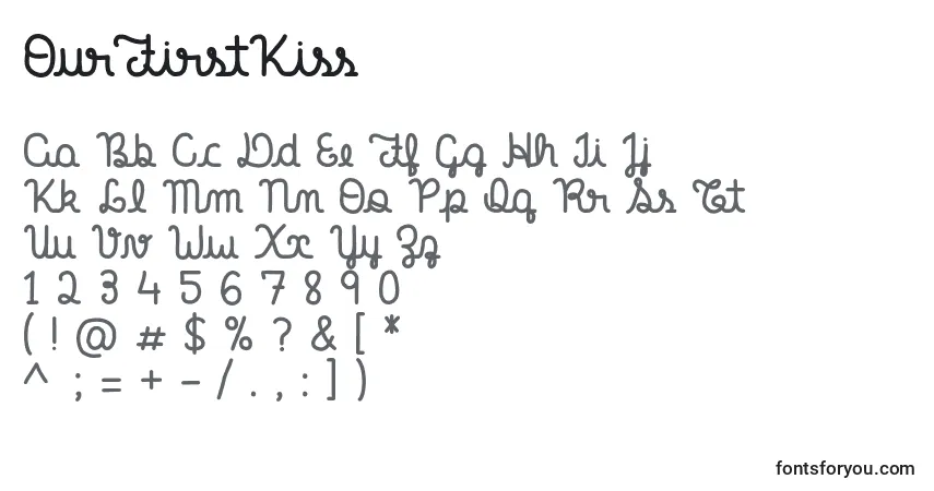 Czcionka OurFirstKiss – alfabet, cyfry, specjalne znaki