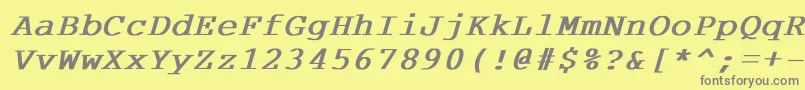 フォントCourdlBoldItalic – 黄色の背景に灰色の文字