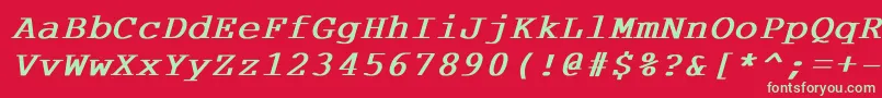 フォントCourdlBoldItalic – 赤い背景に緑の文字