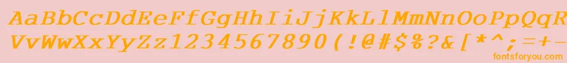 フォントCourdlBoldItalic – オレンジの文字がピンクの背景にあります。