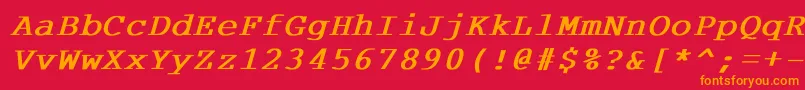 フォントCourdlBoldItalic – 赤い背景にオレンジの文字