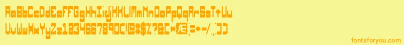 フォントOrbicula – オレンジの文字が黄色の背景にあります。