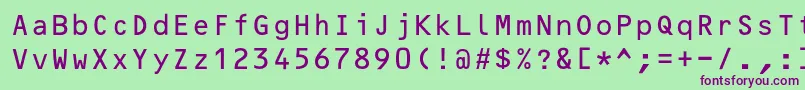Шрифт OcrBcyr – фиолетовые шрифты на зелёном фоне