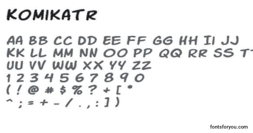 A fonte Komikatr – alfabeto, números, caracteres especiais