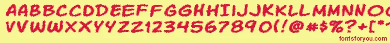 フォントKomikatr – 赤い文字の黄色い背景
