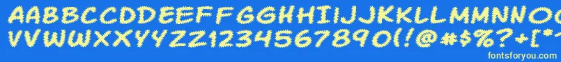 Komikatr-fontti – keltaiset fontit sinisellä taustalla
