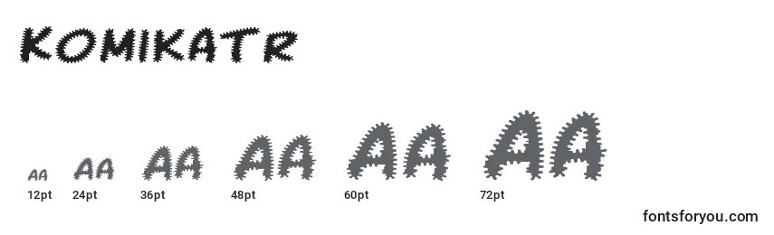 Размеры шрифта Komikatr