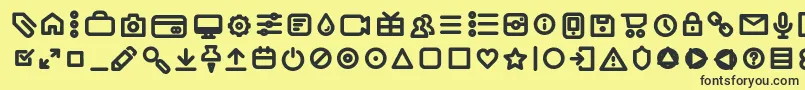 フォントAristotelicaIconsDemiboldTrial – 黒い文字の黄色い背景