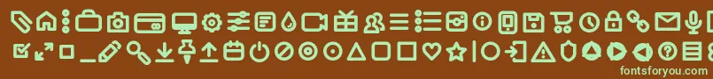 Шрифт AristotelicaIconsDemiboldTrial – зелёные шрифты на коричневом фоне