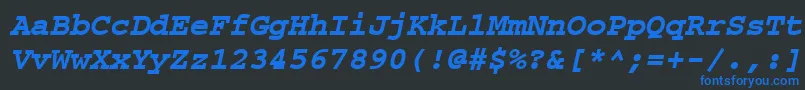 CourierpsРџРѕР»СѓР¶РёСЂРЅС‹Р№Oblique Font – Blue Fonts on Black Background