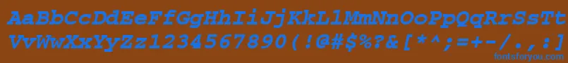 CourierpsРџРѕР»СѓР¶РёСЂРЅС‹Р№Oblique Font – Blue Fonts on Brown Background