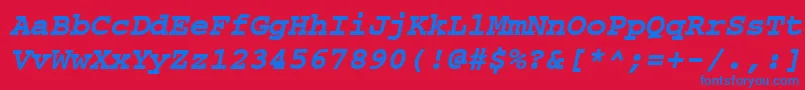 CourierpsРџРѕР»СѓР¶РёСЂРЅС‹Р№Oblique Font – Blue Fonts on Red Background