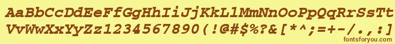 CourierpsРџРѕР»СѓР¶РёСЂРЅС‹Р№Oblique Font – Brown Fonts on Yellow Background