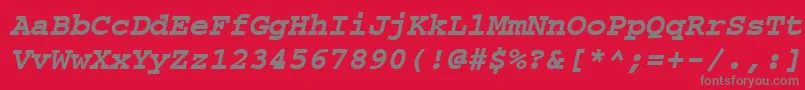 CourierpsРџРѕР»СѓР¶РёСЂРЅС‹Р№Oblique Font – Gray Fonts on Red Background