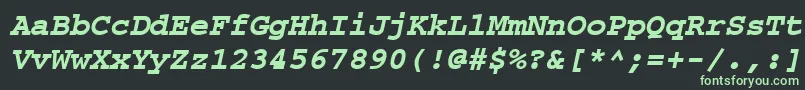 Czcionka CourierpsРџРѕР»СѓР¶РёСЂРЅС‹Р№Oblique – zielone czcionki na czarnym tle