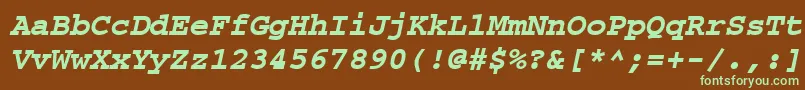 Шрифт CourierpsРџРѕР»СѓР¶РёСЂРЅС‹Р№Oblique – зелёные шрифты на коричневом фоне