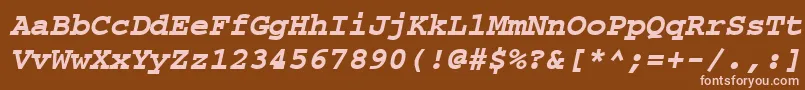 CourierpsРџРѕР»СѓР¶РёСЂРЅС‹Р№Oblique Font – Pink Fonts on Brown Background