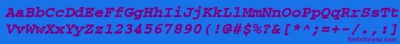 CourierpsРџРѕР»СѓР¶РёСЂРЅС‹Р№Oblique Font – Purple Fonts on Blue Background