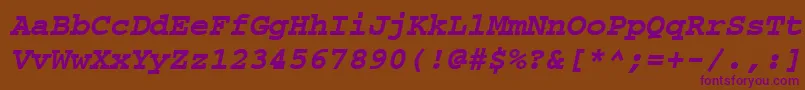 CourierpsРџРѕР»СѓР¶РёСЂРЅС‹Р№Oblique Font – Purple Fonts on Brown Background