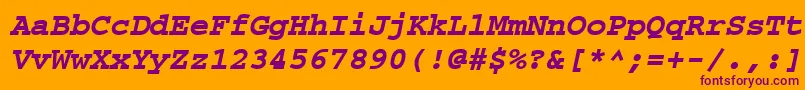 Fonte CourierpsРџРѕР»СѓР¶РёСЂРЅС‹Р№Oblique – fontes roxas em um fundo laranja