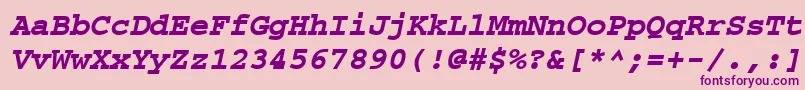 CourierpsРџРѕР»СѓР¶РёСЂРЅС‹Р№Oblique Font – Purple Fonts on Pink Background