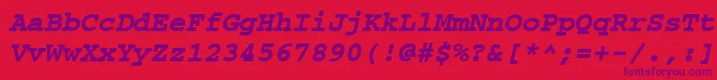 CourierpsРџРѕР»СѓР¶РёСЂРЅС‹Р№Oblique Font – Purple Fonts on Red Background