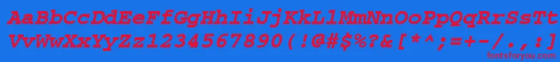 CourierpsРџРѕР»СѓР¶РёСЂРЅС‹Р№Oblique Font – Red Fonts on Blue Background