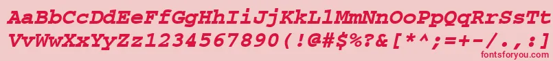 CourierpsРџРѕР»СѓР¶РёСЂРЅС‹Р№Oblique Font – Red Fonts on Pink Background
