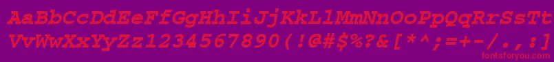 fuente CourierpsРџРѕР»СѓР¶РёСЂРЅС‹Р№Oblique – Fuentes Rojas Sobre Fondo Morado