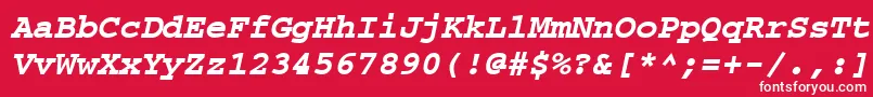 CourierpsРџРѕР»СѓР¶РёСЂРЅС‹Р№Oblique Font – White Fonts on Red Background