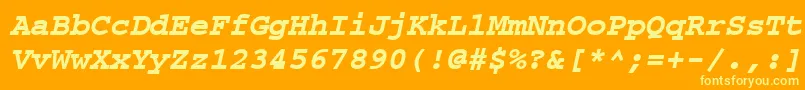 Saiba mais sobre a fonte CourierpsПолужирныйOblique Fonte CourierpsПолужирныйOblique – fontes amarelas em um fundo laranja
