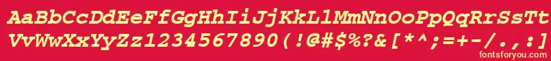 CourierpsРџРѕР»СѓР¶РёСЂРЅС‹Р№Oblique Font – Yellow Fonts on Red Background