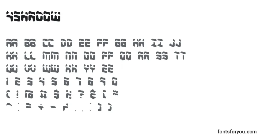 4shadow-fontti – aakkoset, numerot, erikoismerkit