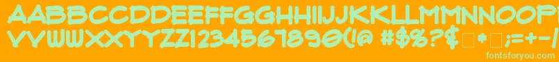 FluxArchitectBold-Schriftart – Grüne Schriften auf orangefarbenem Hintergrund