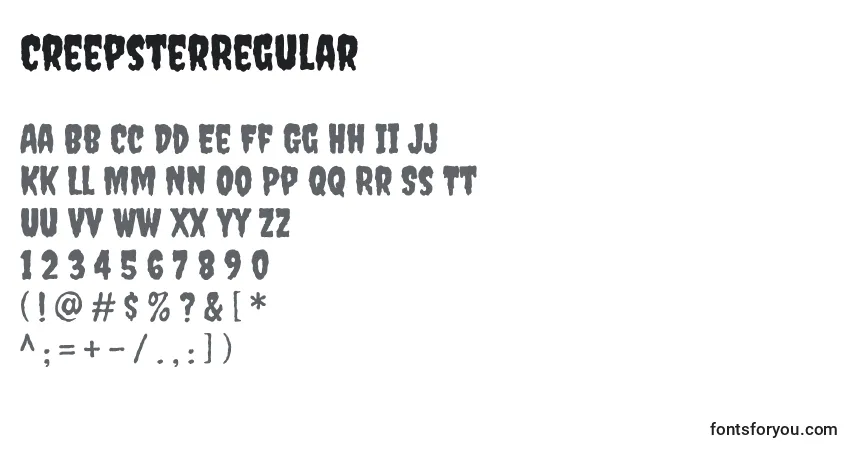 Fuente CreepsterRegular - alfabeto, números, caracteres especiales