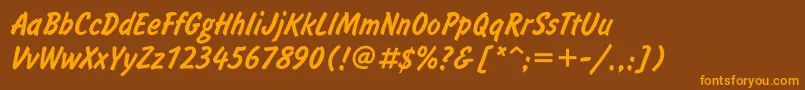 Informett-Schriftart – Orangefarbene Schriften auf braunem Hintergrund