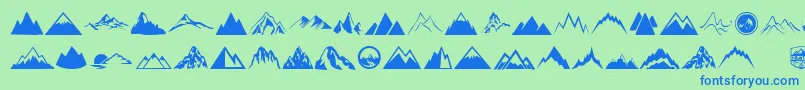 Mountain-Schriftart – Blaue Schriften auf grünem Hintergrund