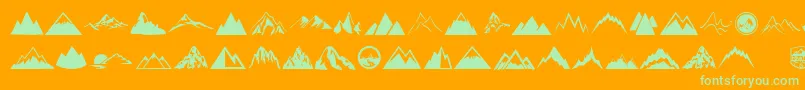 Mountain Font – Green Fonts on Orange Background