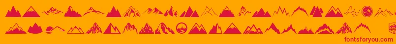 Mountain-Schriftart – Rote Schriften auf orangefarbenem Hintergrund