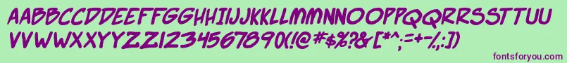 SuperWebcomicBros.Bold Font – Purple Fonts on Green Background