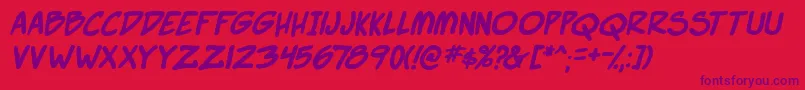 SuperWebcomicBros.Bold-Schriftart – Violette Schriften auf rotem Hintergrund