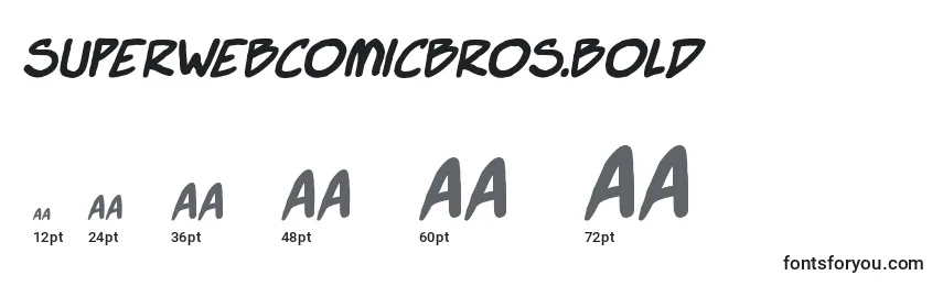 Größen der Schriftart SuperWebcomicBros.Bold