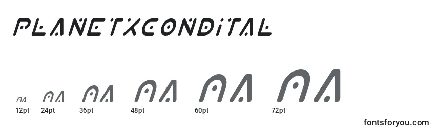 Planetxcondital Font Sizes