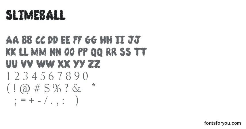 A fonte Slimeball – alfabeto, números, caracteres especiais
